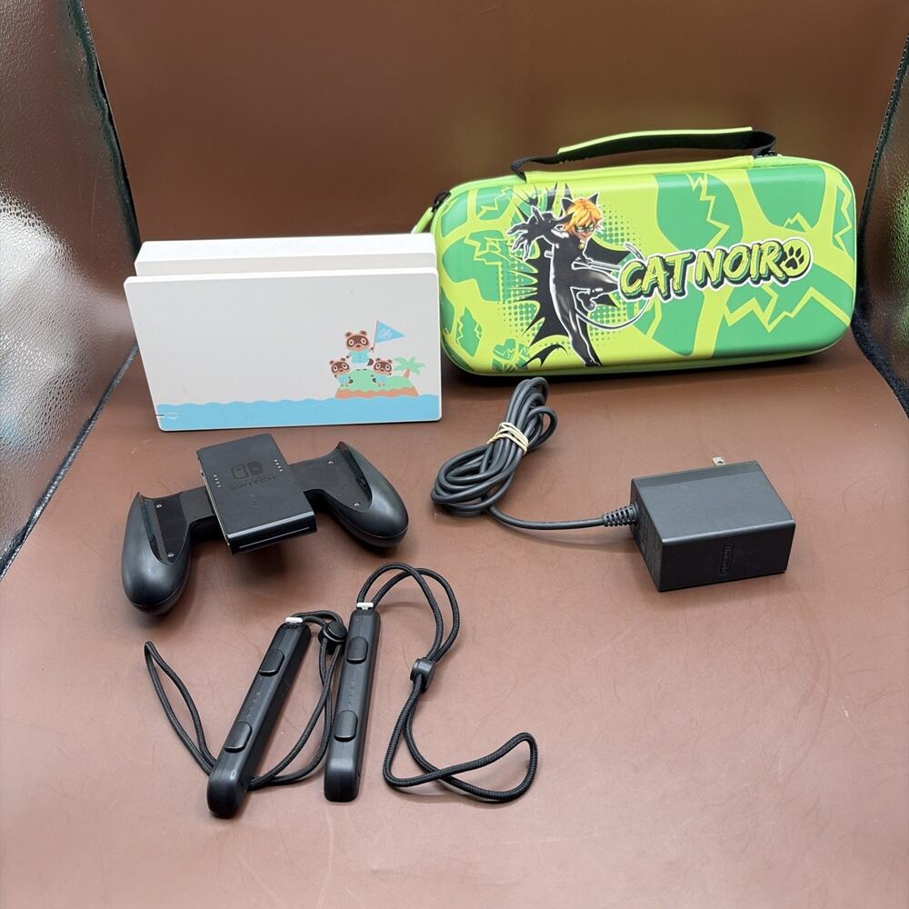 Nintendo Switch Bundle: Docking Station Charger Joy Con Grip Straps Travel Case